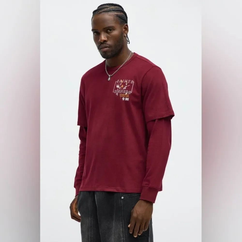 Saints Sinners Twofer Tee - Burgundy